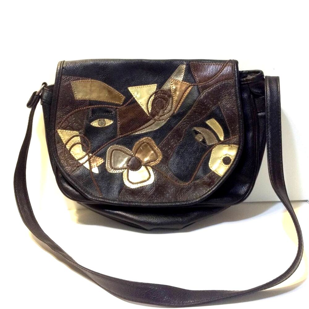APRI Brown Gold Vintage Handbag Shoulder Bag Purse